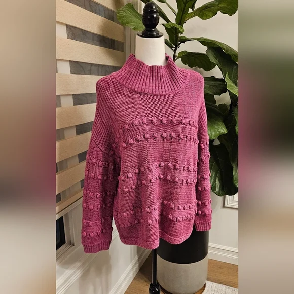 NIC+ZOE Raspberry Cowl Neck Sweater - Picture 1 of 6